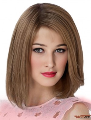 12 inch Shoulder Length New Brown Remy Real Hair Bob Wigs