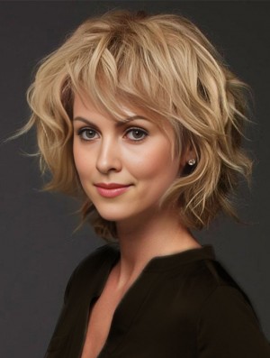 Blonde Layered Curly 12 inch Realhair Wigs