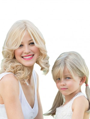 Layered Long Blonde Wavy 16 inch Natural Real Hair Wigs