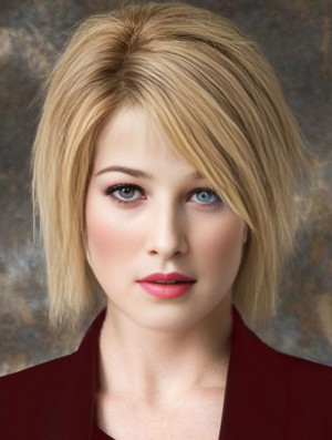 Blonde With Bangs Straight 9 inch Cheapest Real Hair Wigs