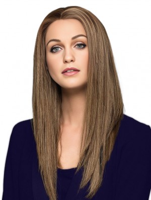 Blonde Without Bangs Straight 18 inch Real Hair Wigs For Women