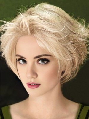 Natural Straight Remy Real Hair Lace Front Wig Blonde Color