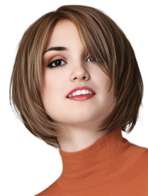 Real Hair Bob Wig Chin Length 100% Hand Tied Straight Style