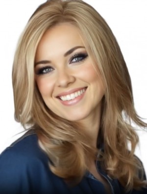 Trendy Blonde Wavy Long Remy Real Hair Lace Front Wigs