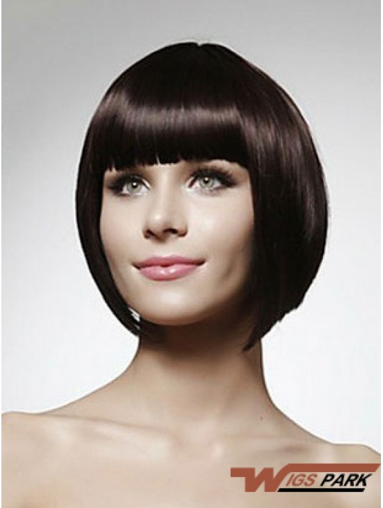 Cheap Real Bob Wigs Chin Length Bobs Cut Black Color Straight Style