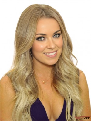 24 inch Wavy Remy Real Blonde 100% Hand Tied Monofilament Wigs UK