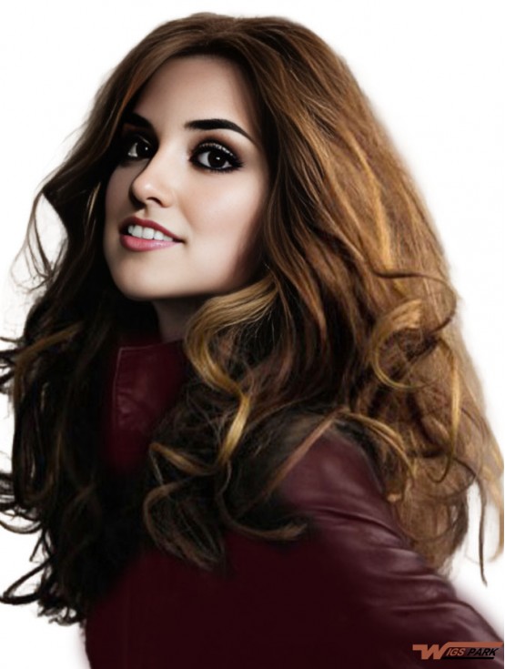Long Remy Real Wavy Brown 22 inch Monofilament Wig
