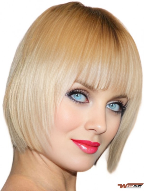 Blonde Chin Length 100% Hand-tied 10 inch  Wigs