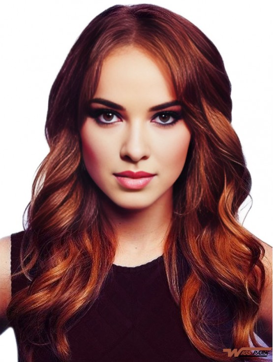 100% Real Hair Jennifer Lawrence Wigs With Capless Wavy Style Long Length