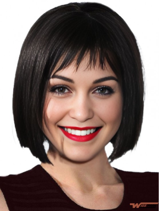 10 inch Hairstyles Black Chin Length Straight Bobs  Wigs