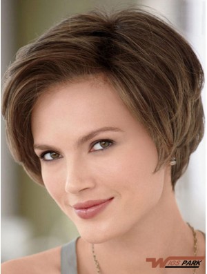 8 inch Ideal Brown Without Bangs Monofilament Wigs