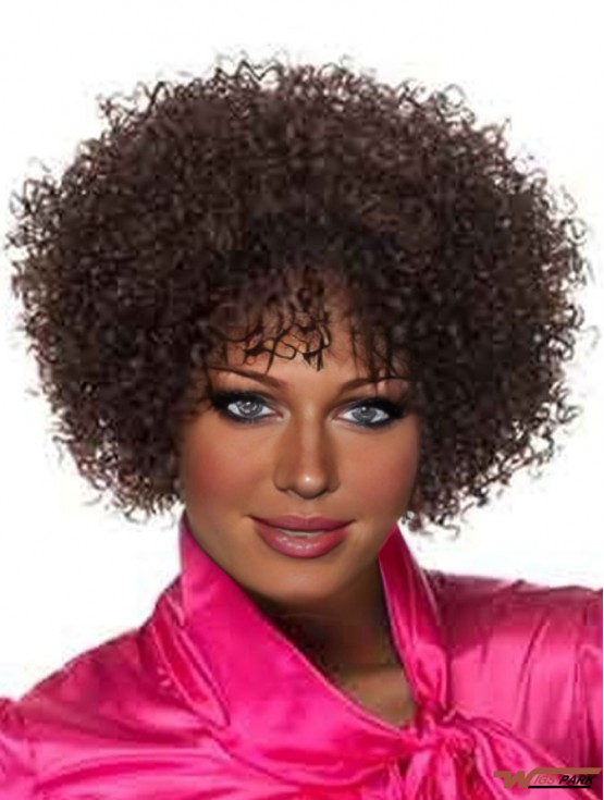 Popular Brown Short Layered Curly Glueless Lace Front Wigs