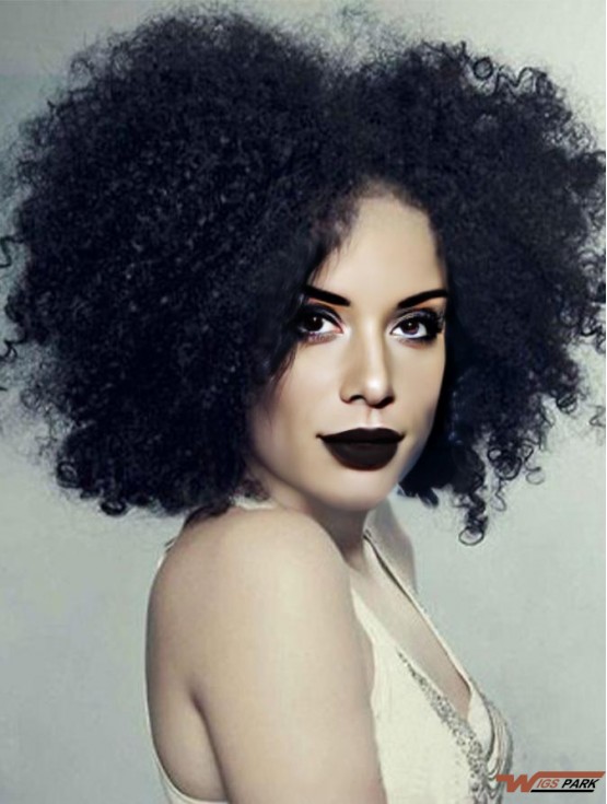 Lace Front Remy Real Chin Length Capless Afro  Real Hair Wigs