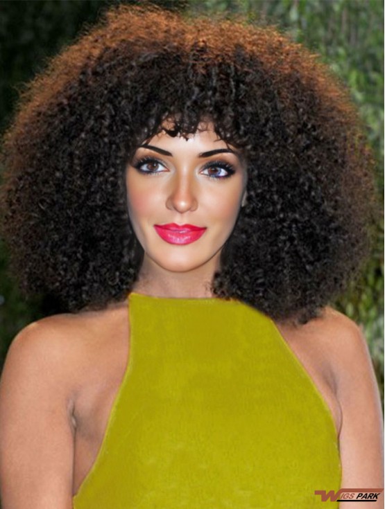 African American Natural Hair Wigs With Bangs Full Lace  Style