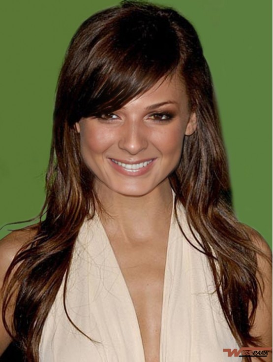Style Brown Long Wavy 23 inch With Bangs  Lace Wigs