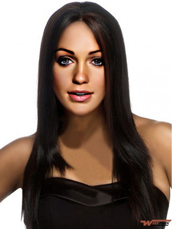 Long Black Straight Without Bangs No-Fuss African American Wigs
