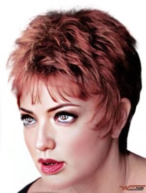 Boycuts Cropped Straight Red 4 inch Fashion Monofilament Wigs