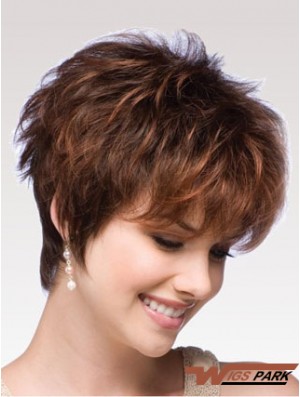 Auburn Wig Boycuts Auburn Color Short Length Wavy Style