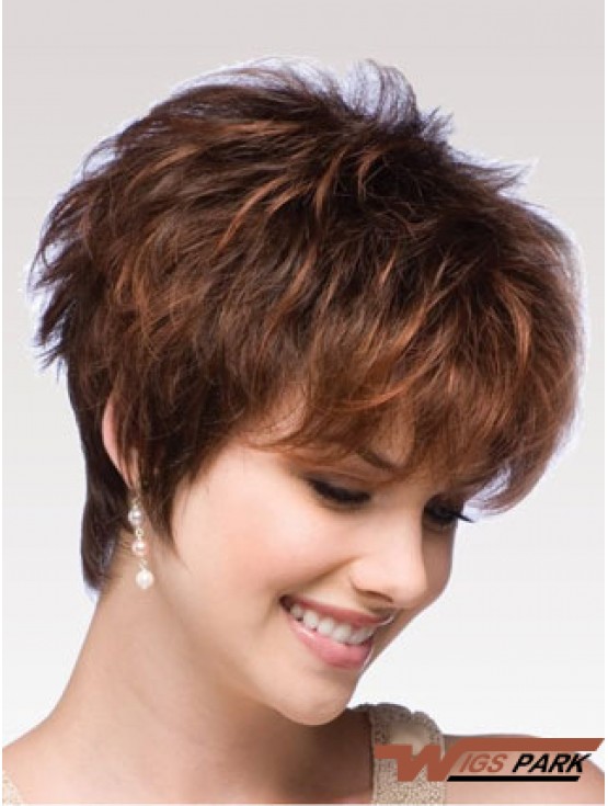 Auburn Wig Boycuts Auburn Color Short Length Wavy Style