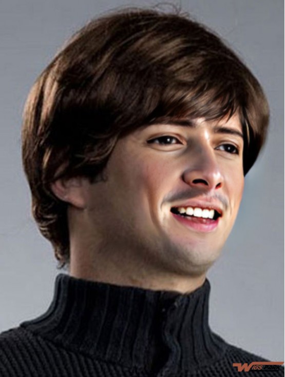 Synthetic Brown Capless Straight Short Wig For Sale Man
