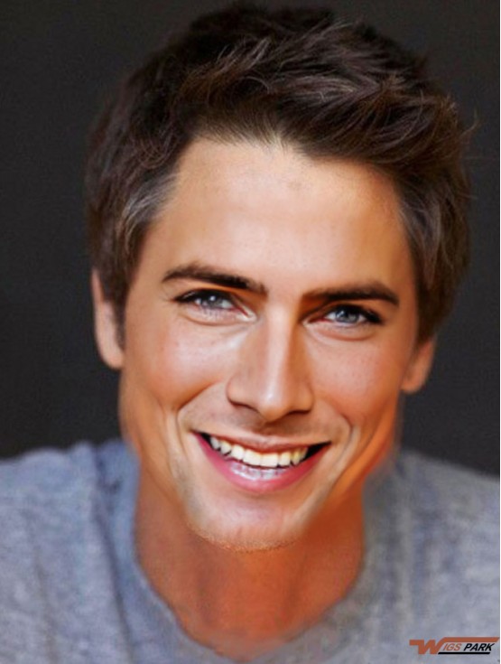 6 inch Brown Capless Straight Short Mens Custom Wigs