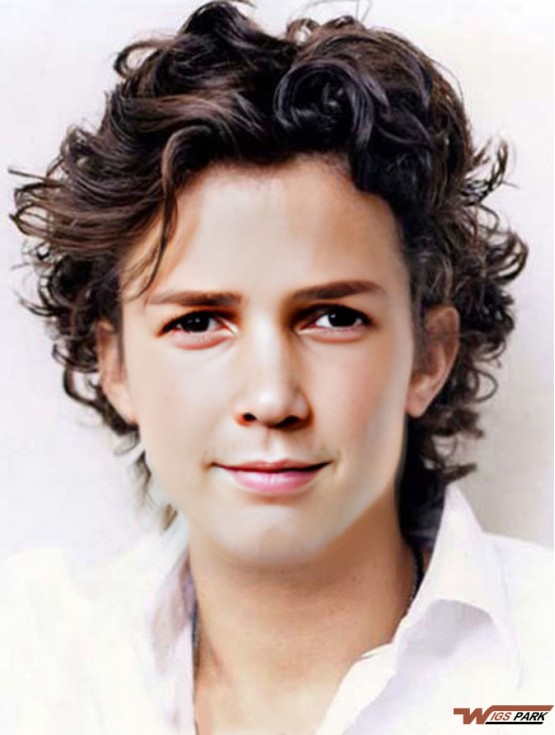 Remy Real 100% Hand Tied Curly Brown Buy Wig For Men