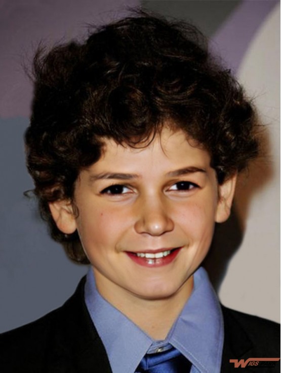 Wigs Kids With Capless Short Length Curly Style Brown Color