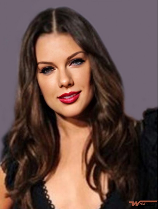 High Quality Brown Long Wavy 20 inch Without Bangs Lea Michelle Wigs