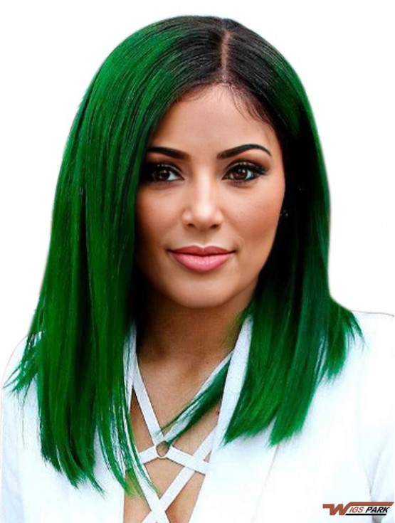 Without Bangs Medium Straight Lace Front 12 inch Synthetic Wigs
