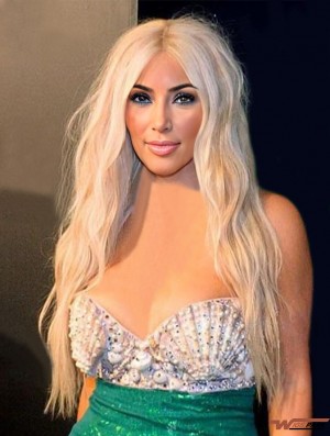 24 inch Wavy Lace Front Blonde Long Remy Real Hair  Wigs