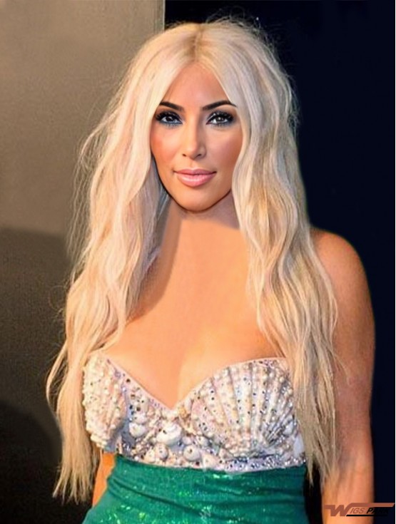 24 inch Wavy Lace Front Blonde Long Remy Real Hair  Wigs