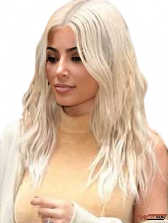 Blonde Long Lace Front 20 inch Wavy Remy Real Hair  Wigs
