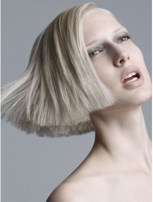 Capless Grey Chin Length Straight 10 inch Platinum Blonde Popular Fashion Wigs