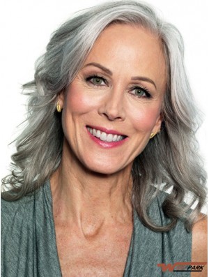 Wavy Monofilament 14 inch Gorgeous Shoulder Length Grey Wigs