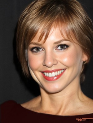 Gorgeous Brown Short Straight Boycuts 8 inch Real Hair Wigs