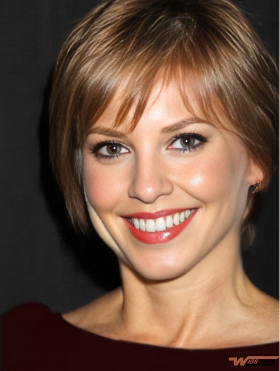 Gorgeous Brown Short Straight Boycuts 8 inch Real Hair Wigs